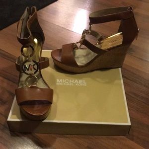 Michael Kors luggage colored wedges